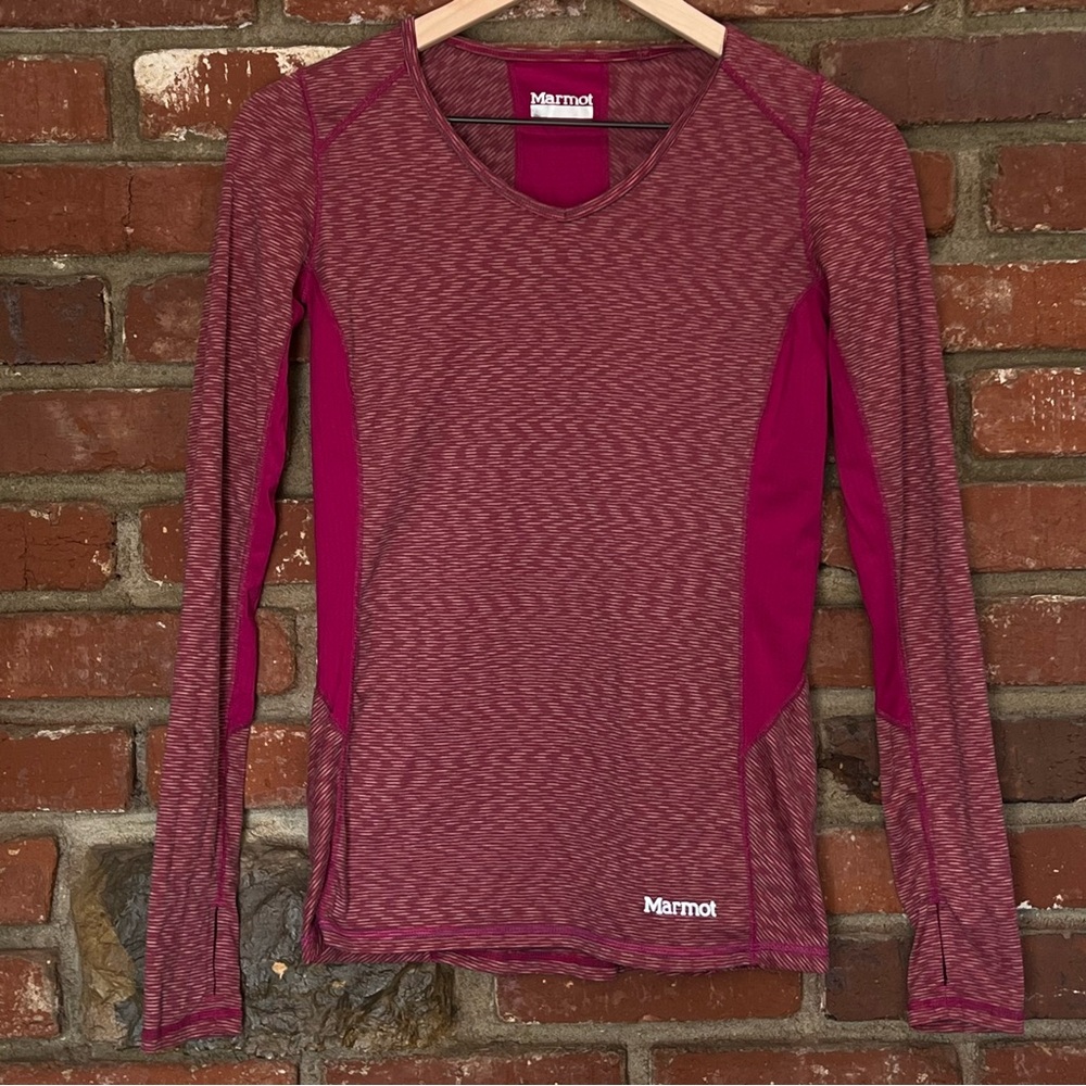 Marmot‎ women's lateral long sleeve shirt pink size XS thumbhole hiking top